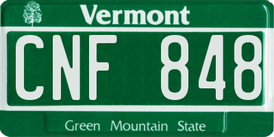 VT license plate CNF848