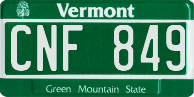 VT license plate CNF849