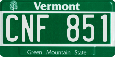 VT license plate CNF851