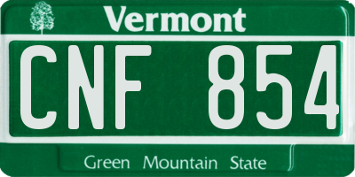 VT license plate CNF854