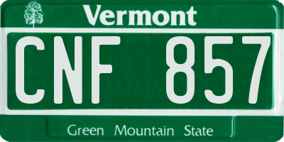 VT license plate CNF857