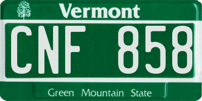 VT license plate CNF858