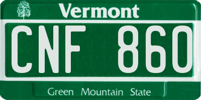 VT license plate CNF860