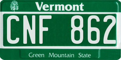 VT license plate CNF862