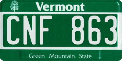 VT license plate CNF863