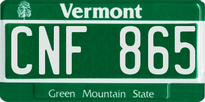 VT license plate CNF865