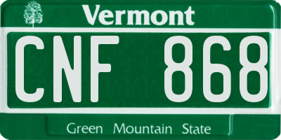 VT license plate CNF868