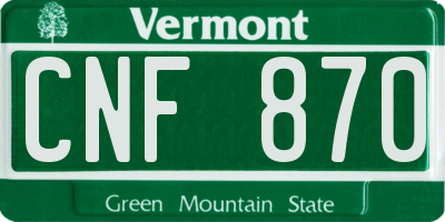 VT license plate CNF870
