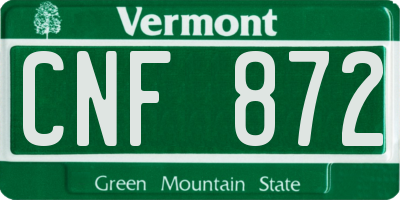 VT license plate CNF872