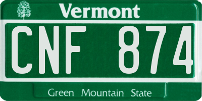 VT license plate CNF874