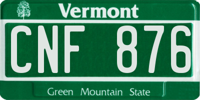 VT license plate CNF876