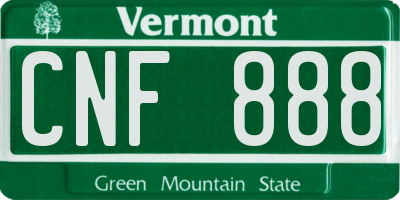 VT license plate CNF888