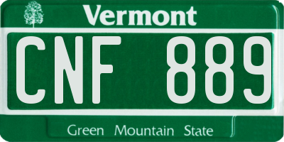 VT license plate CNF889