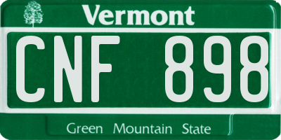 VT license plate CNF898