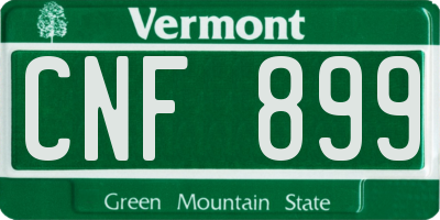 VT license plate CNF899