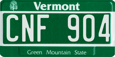 VT license plate CNF904