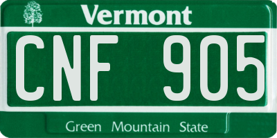 VT license plate CNF905