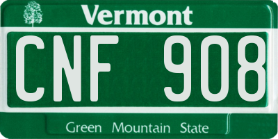 VT license plate CNF908