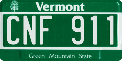 VT license plate CNF911