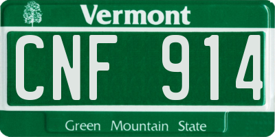 VT license plate CNF914