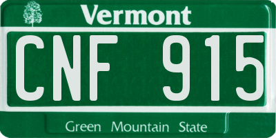 VT license plate CNF915