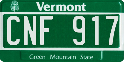 VT license plate CNF917