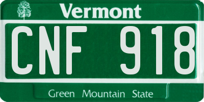 VT license plate CNF918