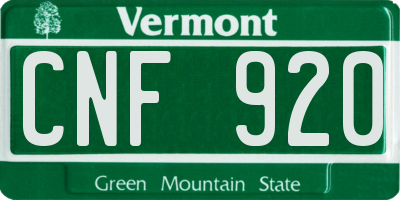 VT license plate CNF920