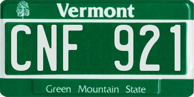 VT license plate CNF921
