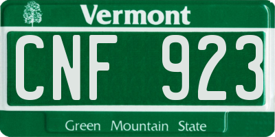 VT license plate CNF923