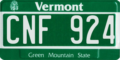 VT license plate CNF924
