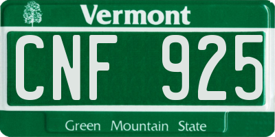 VT license plate CNF925