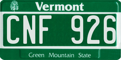 VT license plate CNF926