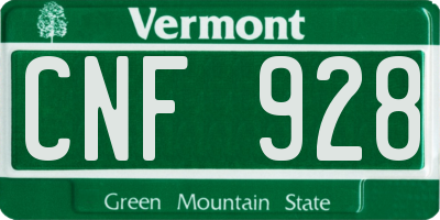 VT license plate CNF928