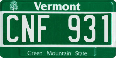 VT license plate CNF931