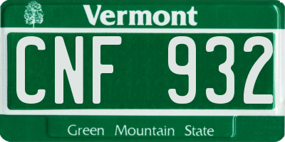 VT license plate CNF932