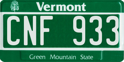 VT license plate CNF933