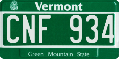 VT license plate CNF934
