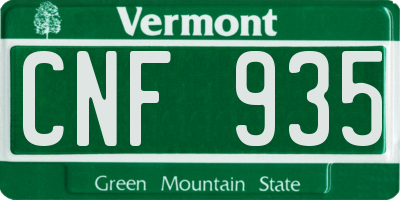 VT license plate CNF935