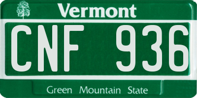 VT license plate CNF936