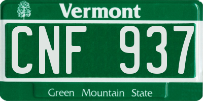 VT license plate CNF937