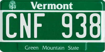 VT license plate CNF938