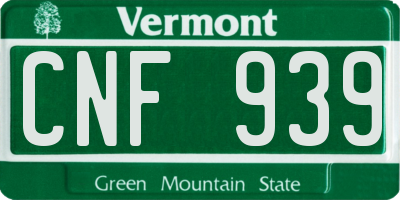 VT license plate CNF939