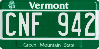 VT license plate CNF942