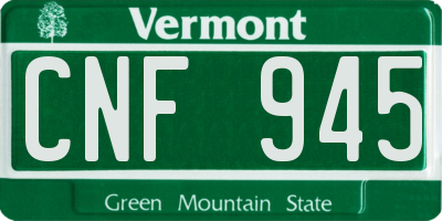 VT license plate CNF945