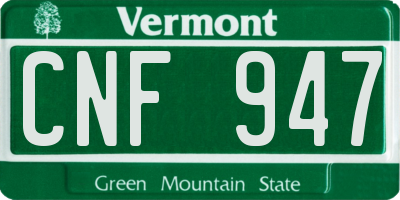 VT license plate CNF947