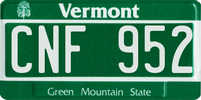 VT license plate CNF952