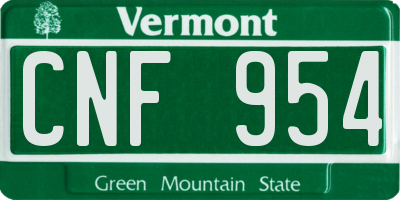 VT license plate CNF954