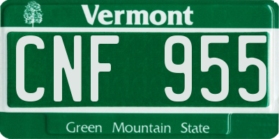 VT license plate CNF955
