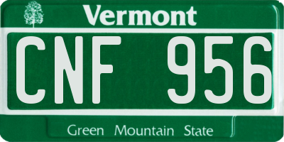 VT license plate CNF956